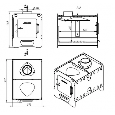 Печь банно-отопительная Ермак Cube 16