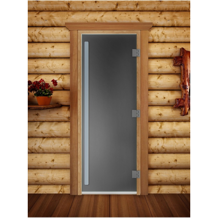 Дверь в баню и сауну Doorwood Престиж графит матовый 1900x700 (ольха, стекло 8 мм, 3 алюм петли)