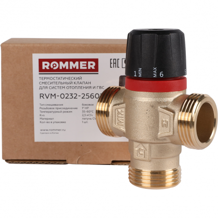 Термостатический смесительный клапан ROMMER 1 HР 35-60°С KV 2,5