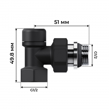 Набор термостатический угловой Royal Thermo Design M30x1,5