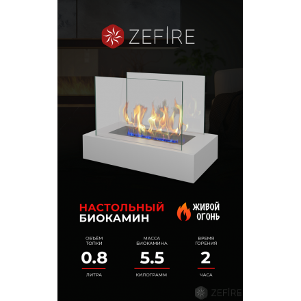 Биокамин Zefire Galea белый