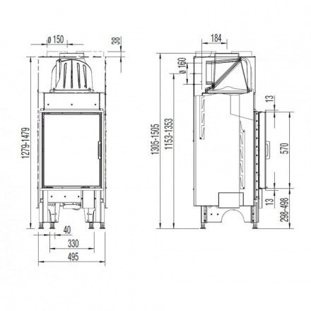 Каминная топка Austroflamm 45x57 K плоское стекло